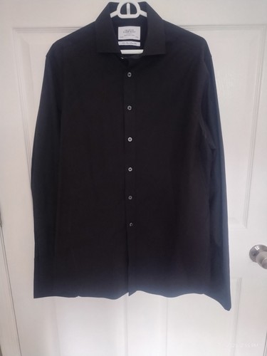 Charles Tyrwhitt Dress Shirt Mens 16.5/36 French Cuff Non Iron Slm Fit Black