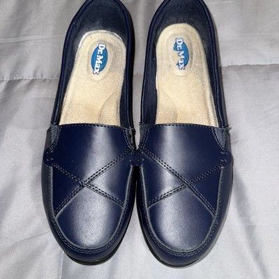 Dr. Max Women's Size 11 Navy Blue Leather Enhanced Comfort System Loafers