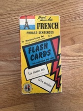 French phrases- sentences flash cards. Cards 1 thru 51. Copyright 1959.