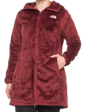 USED $129 TNF The North Face M Osito Teddy Fleece Hoodie Long Jacket Pomegranate
