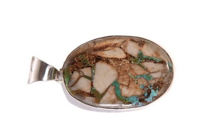 Navajo Boulder Royston Turquoise Pendant Late 20th Century  2'' H x 1'' W
