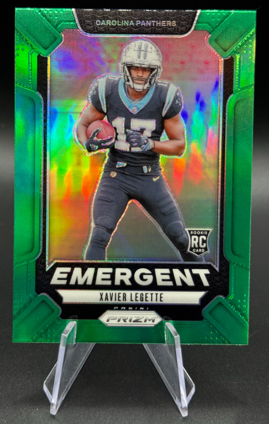 2024 Xavier Legette RC #15 Panini Prizm Emergent Green Prizm Rookie | Panthers
