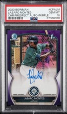 2023 BOWMAN CHROME PROSPECT AUTO PURPLE #CPALM LAZARO MONTES 237/250 PSA 10