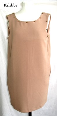 KILIBBI - KURZES KLEID KREPP BAUMWOLLE ROSA NUDE GR. M = 36/38 - WIE NEU