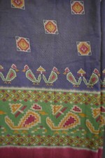FNC Vintage Saree Indian Purple Hand Woven Ikat Blend Silk Sari Used Fabric 5Yd.
