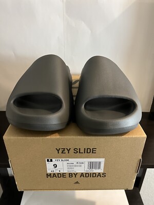 DS Men Sz9 - Adidas Yeezy Slide Slate Grey ID2350 (Fit in Half Sz