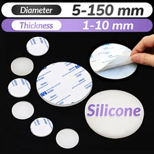 Solid Round Self Adhesive Silicone Pad Disc Sheet Gaskets Ø 5-150mm Thick 1-10mm