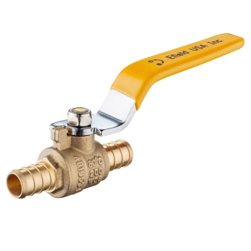 EFIELD 2 PCS 1/2" PEX FULL PORT SHUT OFF BALL VALVE YELLOW HANDLE NO LEAD - Picture 2 of 2