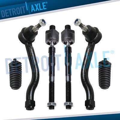 6pc Front Inner Outer Tie Rod Rack Boot Suspension for 2007 - 2013 Nissan Altima