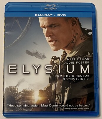 Elysium (Two Disc Combo: Blu-ray / DVD 2013) Matt Damon Jodie Foster