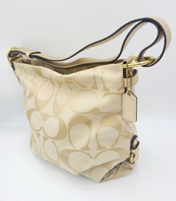 COACH Signature Hobo Duffle Convertible Cross-body Handbag Purse