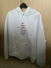 Shein White Long Sleeve Hoodie Kangaroo Pocket Logo Jumper Size XS