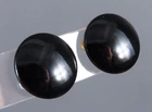 Vintage BLACK ROUND LUCITE STUD EARRINGS Brass/Gold Clip-On MIRIAM HASKELL
