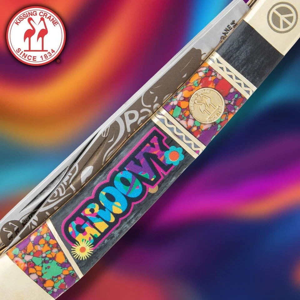 Navaja de Bolsillo Kissing Crane Groovy Trapper | Homenaje Años 60 | Longitud Cerrada 4" Foto 3 de 4