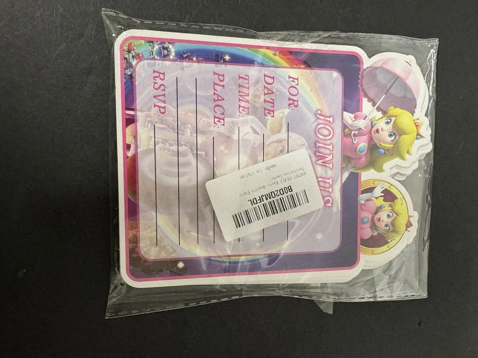 Princess Peach 20 Ct. Invitations and 12Ct Paper Candy Bags (2) - Изображение 2 из 4