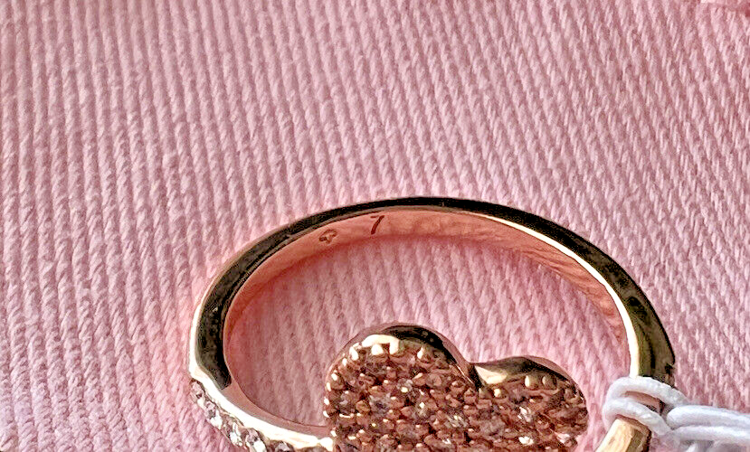 Kate Spade Pave Heart Truly Yours Open Ring Size 7 Rose Gold