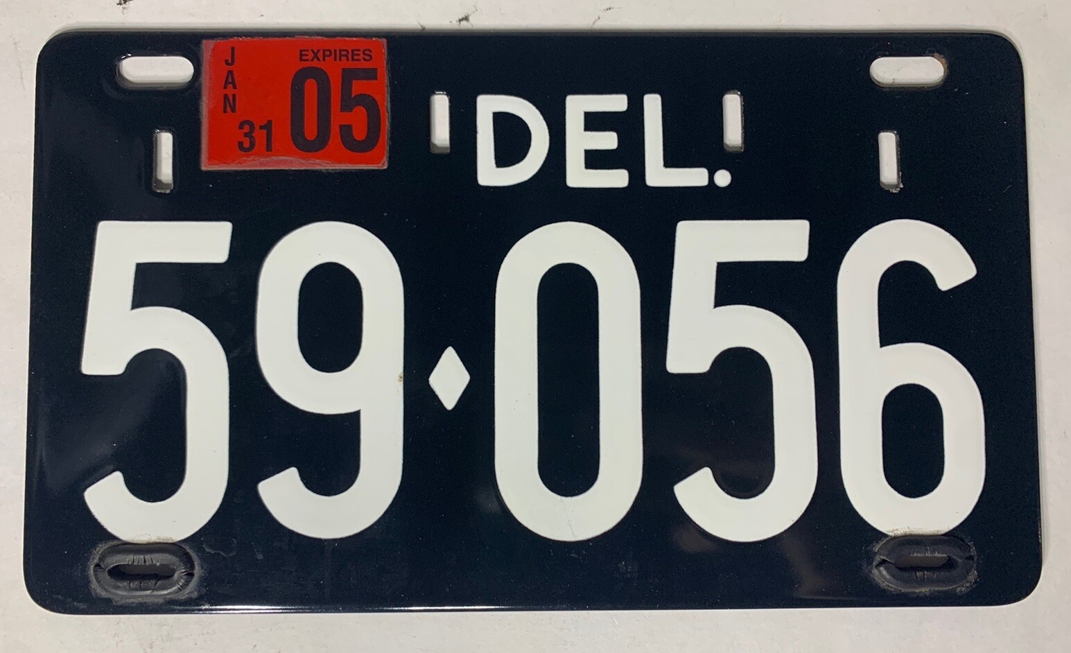 Delaware Porcelain License Plate Black 1997 Reproduction 9” x 5
