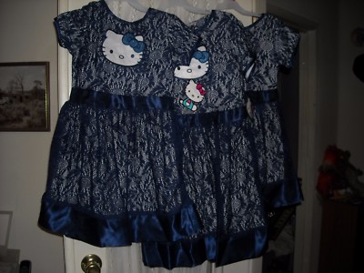 Evy Hello Kitty dark soft navy blue mesh lined dress size  6 / 6x