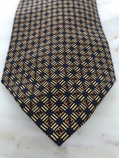 FENDI CRAVATTE NAVY YELLOW GOLD ITALIAN SILK TIE NWOTS 