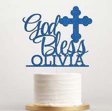 Baby Cake Toppers Custom God Bless Baptism Christening Naming Day 14 Colours