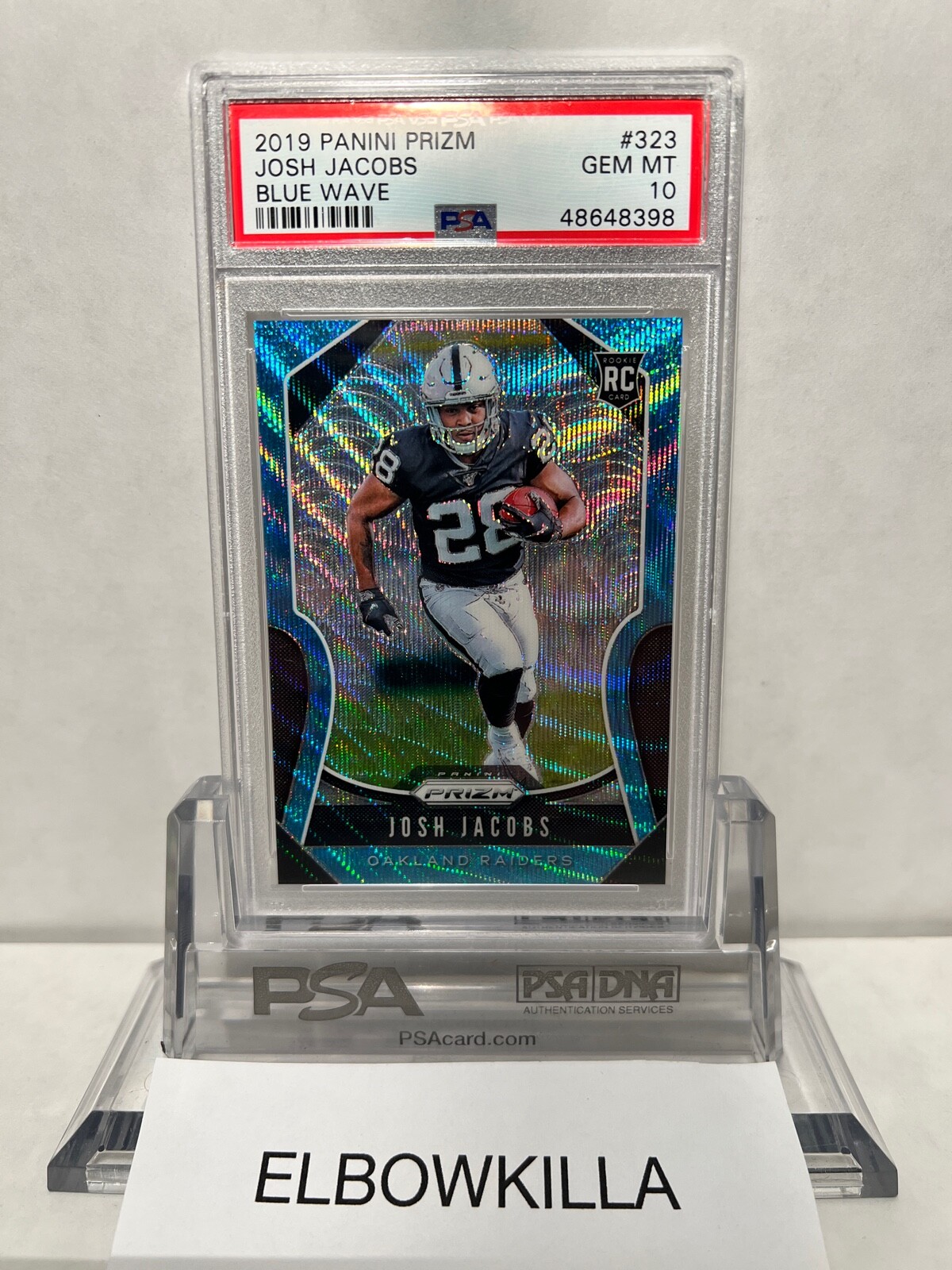 2019 Panini Prizm Josh Jacobs RC Blue Wave Prizm 137/199 PSA GEM MT 10