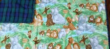 Vintage Hand Made Baby Quilt 57"x35" Jungle Animal Crib Blanket Boy's or Girl's