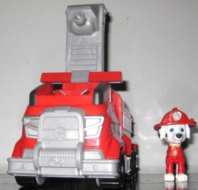Paw Patrol Marshall Dog Figure & Red Transforming Deluxe Firetruck Vehicle 
