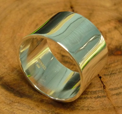 Unisex 925 sterling silver 15mm wide flat band ring