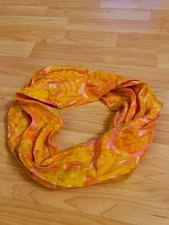 VTG Vera Neumann Orange Multi Neck Cowl Scarf Head Wrap Bandanna