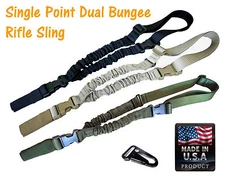 One Point Bungee Rifle Gun Sling HK Hook USA Made Black Coyote Brown OD