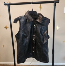 Harold's Womens Black Lined Leather Vest Size Large Feminine