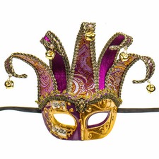 Musical Eye Venetian Jester Jolly Mask Gold Purple For Masquerade Ball Party