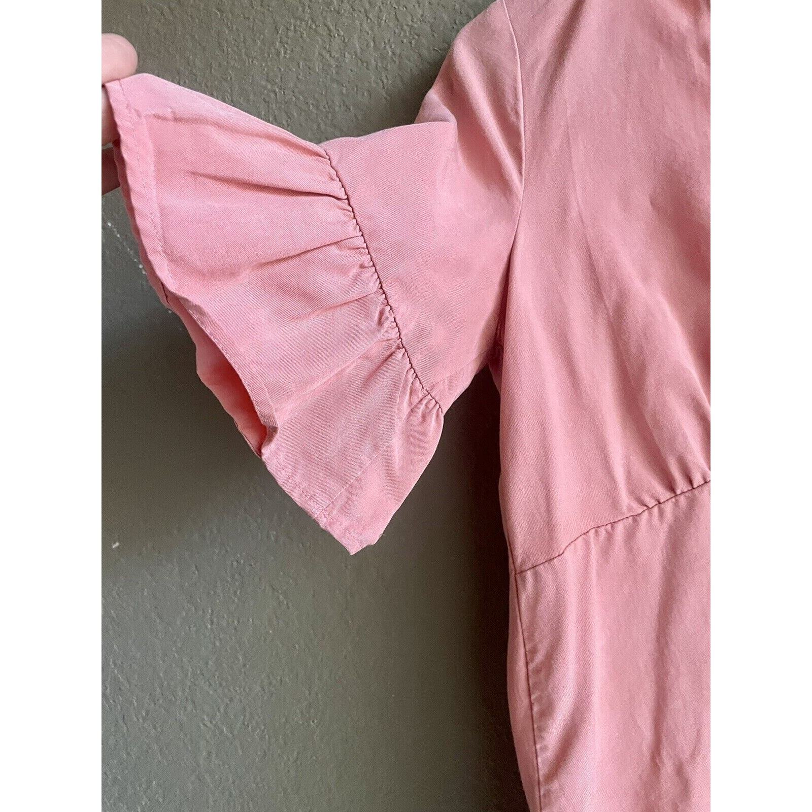 Zara TRF Collection Pink Salmon Ruffle Sleeve Dress Women's Sz Small thumbnail 6