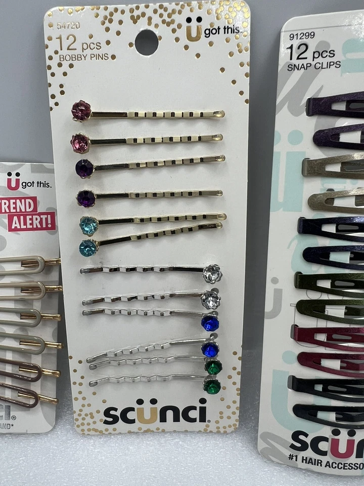 Accesorios para el cabello Scunci surtidos (LOTE de 4) 34 piezas clips a presión pasadores Foto 3 de 4
