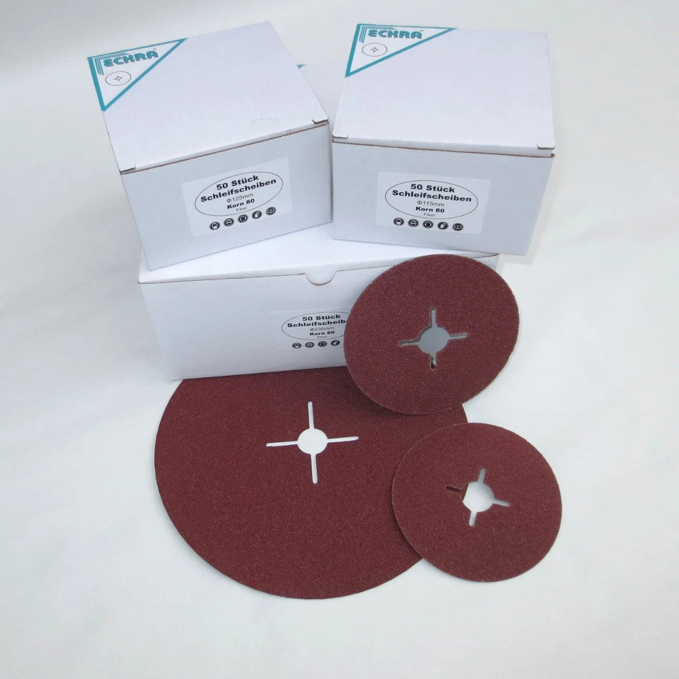 ECKRA® Fiberschleifscheiben Schleifscheiben ver. Körnungen 115 125 230mm wählbar