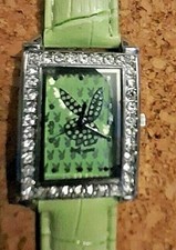 PLAYBOY orologio donna Acciaio Inox- Ecopelle VERDE al quarzo-NUOVO-VINTAGE