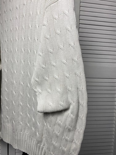 Vintage Polo Ralph Lauren Cable Knit White Sweater Old Money Mens Size M-L White - Picture 14 of 15
