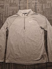 NIKE Dri-Fit ELEMENT Running Half Zip Long Sleeve Pullover Men's Large Gray