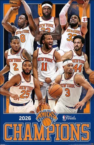 New York Knicks 2026 NBA CHAMPIONS 8-Player 22x34 Commemorative Wall POSTER