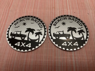 2PCS 4X4 RATED Emblem Round Off-road vehicle Beach Rated Aluminum Car Emblems