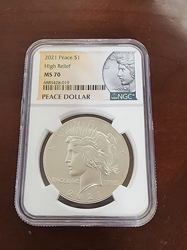 2021 Peace SILVER DOLLAR NGC MS70 HIGH RELIEF