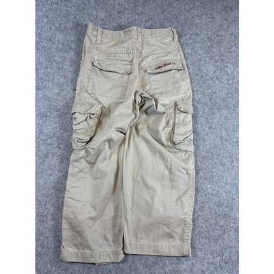 Vintage Y2K Fubu Jeans Cargo Pants Youth 7 Khaki Baggy Skater Utility Streetwear