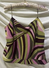 Theory Geo Print Silk Cami Cropped Top Size L