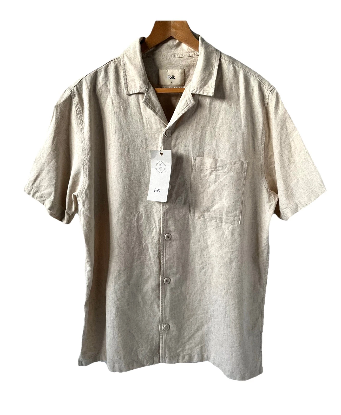 Mens Folk Linen Blend Natural Shirt Size L Brand new with Tags
Opens in a new window or tab