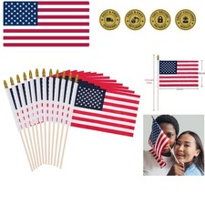 12 Pack Small American Flags on Stick Small Flags/Mini American Flags for Ou...