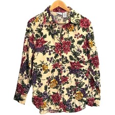 Vintage 90s Cabin Creek Corduroy Floral Shirt Cottagecore Grandmacore Christmas