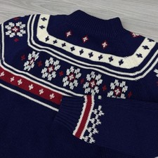 Vintage JCPenney Nordic Fair Isle Ski Sweater Navy Men  s M Taiwan