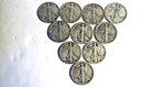 Lot of (10) 90% Silver US Walking Liberty Half Dollars $5 Face Easily Read Dates