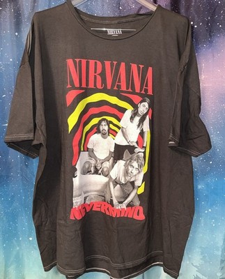 Nirvana Nevermimd T Shirt Men's L Fits Like 2-3X Kurt Cobain Short Sleeve Black
