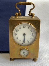 Antique Brass Miniature Carriage Clock Travel Mantel Desk *UNTESTED*